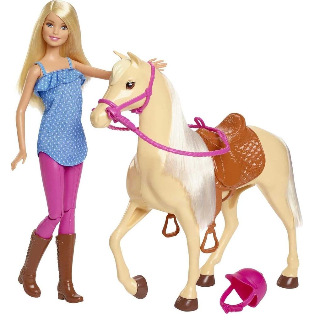 Barbie Doll and Horse Set Blonde Riding Outfit & Horse New in Box
